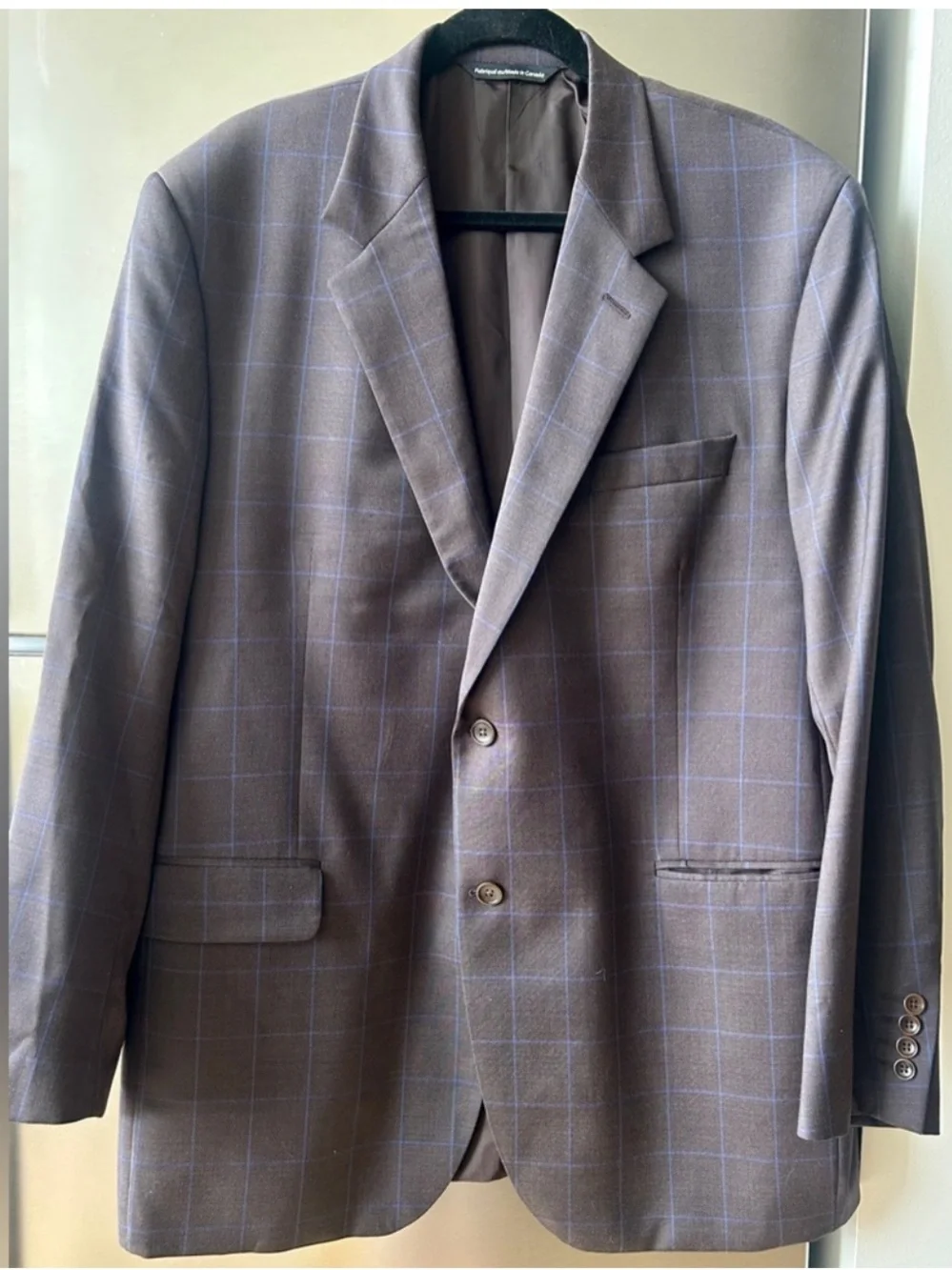 Copley Scabal Wool Windowpane Sport Coat Blazer Brown 44L